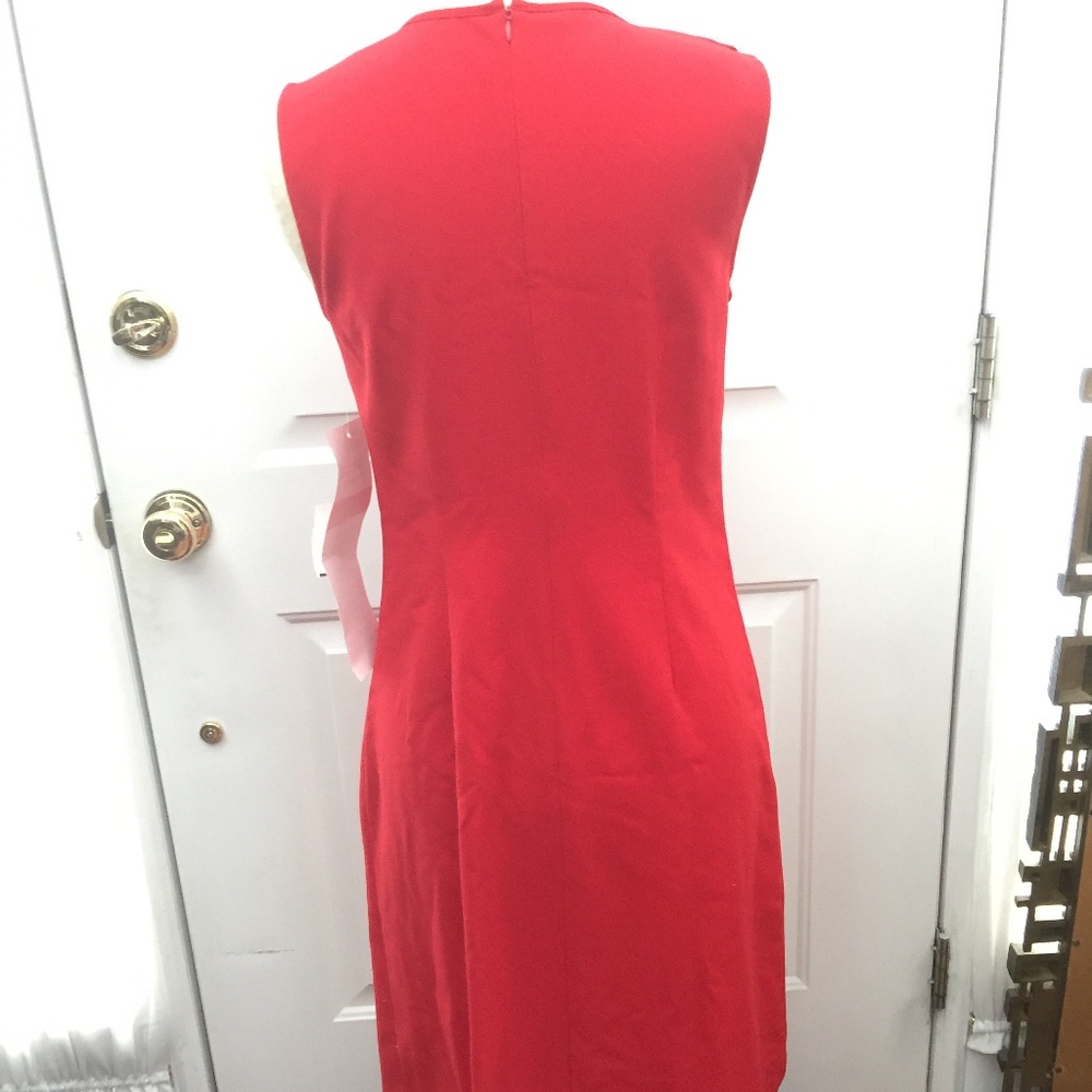 Nine West Bright Red Frilled Dress Size 6 NWT - Picture 3 of 6